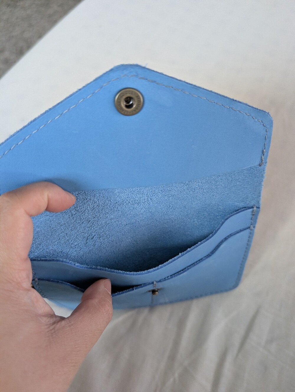 Portland Leather Goods Suede Passport Wristlet Sky Blue, Cute Preppy Travel - Picture 7 of 8